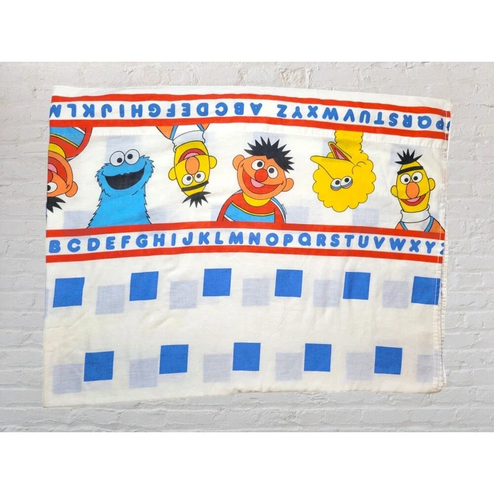 Vtg Stevens Sesame Street ABC Twin Flat Sheet & Pillowcase Set The Muppets USA